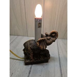 Vintage 1970s Elephant Desk Light Trunk Up Table Lamp Safari No Shade